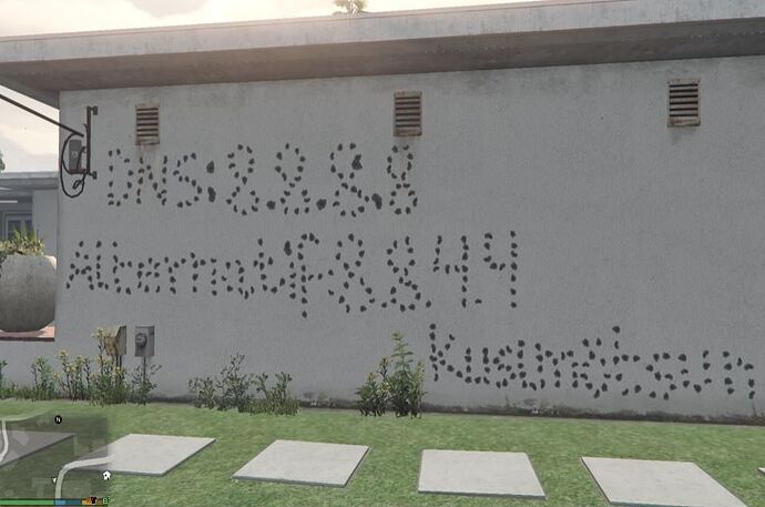 "DNS:8.8.8.8" written in bullet holes in GTA V